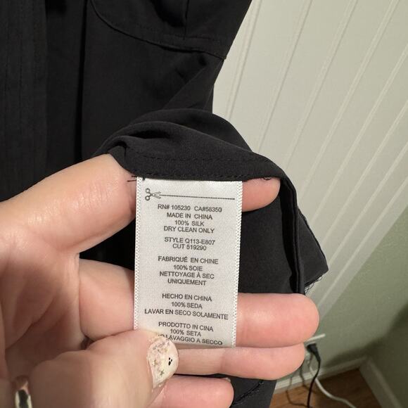 Equipment Black Silk Shirt Dress Belted Size Medium - Picture 7 of 8